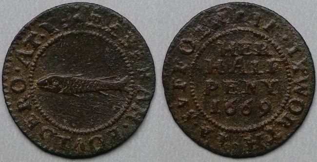 Ixworth, Rebekah Bouldero 1669 halfpenny